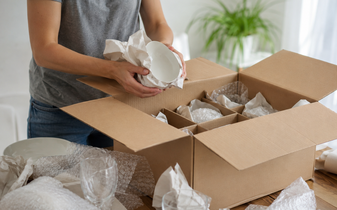 Packing fragile items for long distance move protection