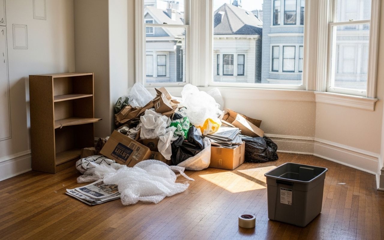junk removal after moving in San Francisco in a newly cleared living room